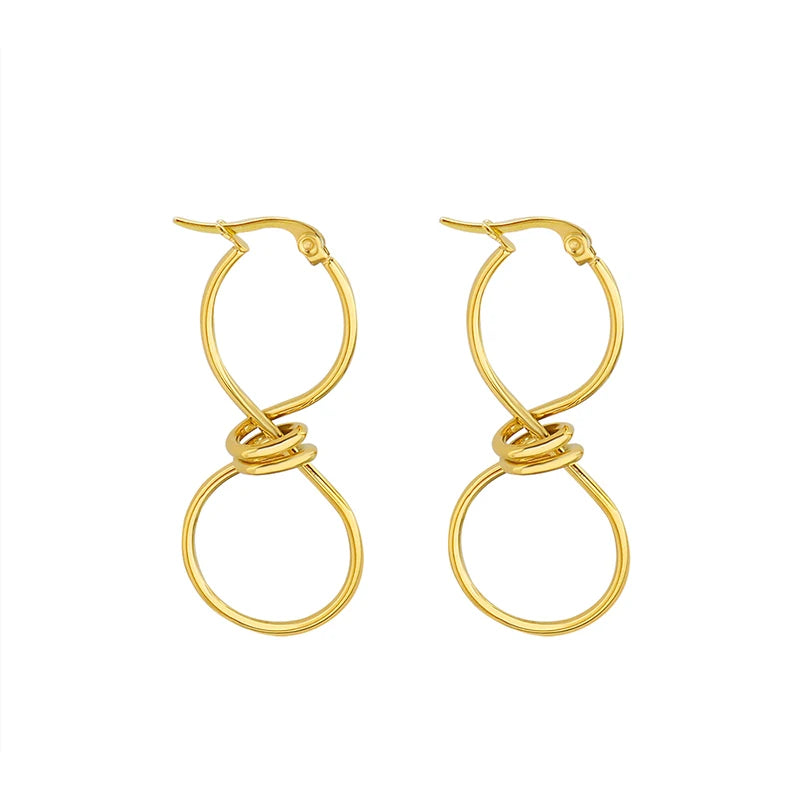 Hot Selling Marka 8 Word Solid Color Kink Earrings Stainless Steel Earrings Plated 18K Gold Earrings for Women