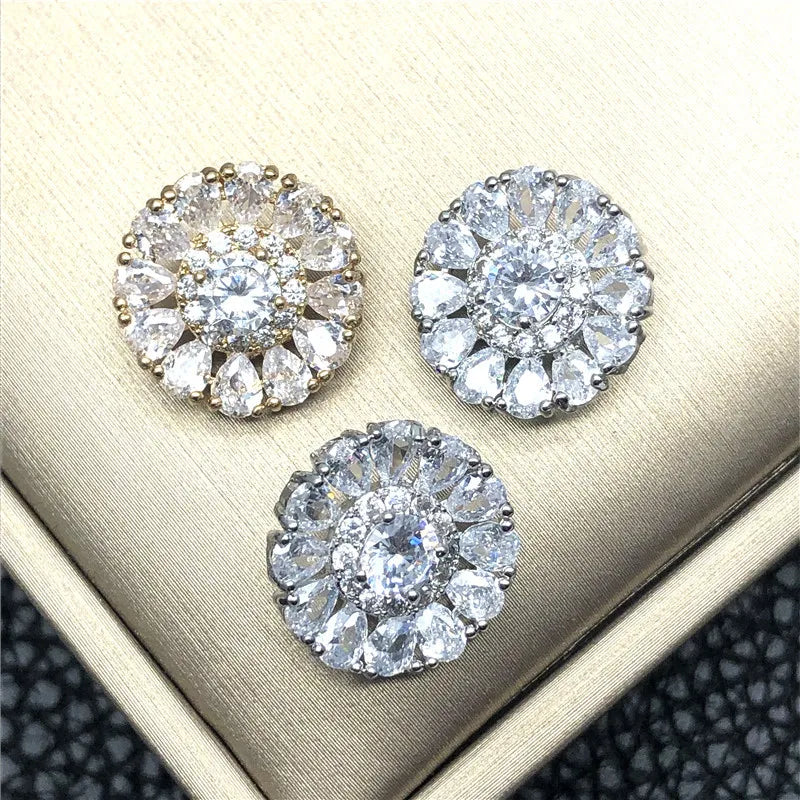 Exquisite Rhinestone Zircon Diamond Button Embellishments Buttons Sew on Buttons for Lady Clothing