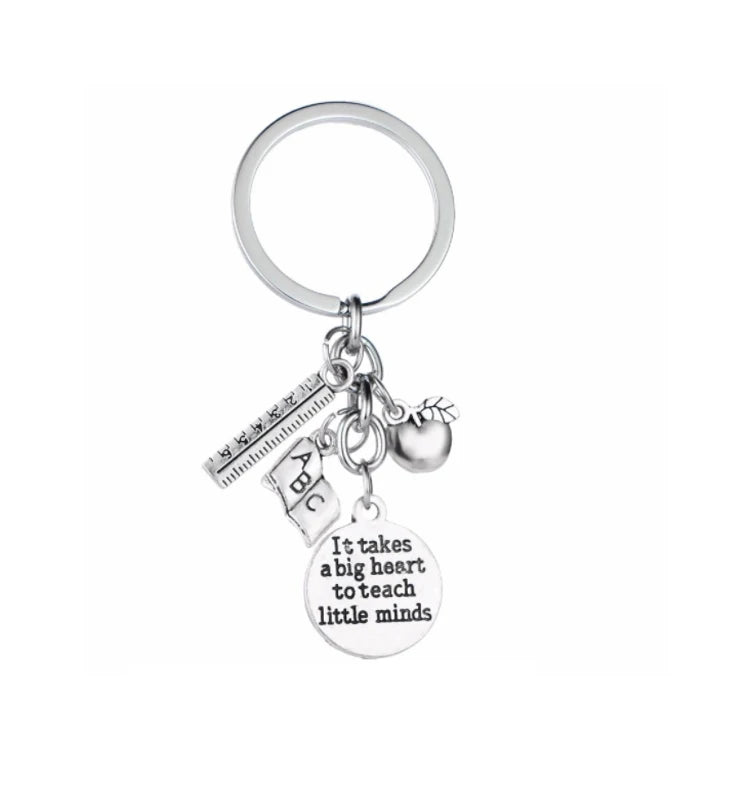 Creative Metal Teacher Appreciation Gift Keychain Keyring Jewelry Gift for Different Subjects Teacher Day Birthday Gift
