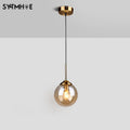 Suspension Nordic Pendant Light Bedroom Restaurant Transparent Amber Grey Kitchen Glass Island Light with 1.5 Meters Cord