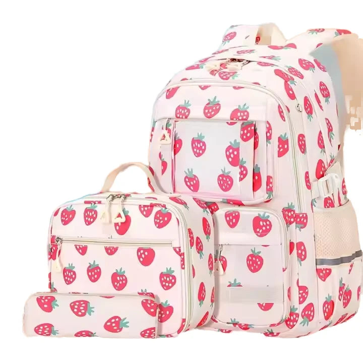 Fashionable Waterproof Polyester Unicorn School Backpack Set Zipper 3-Piece Printed Lunch Box Middle Students Unisex 36-56L