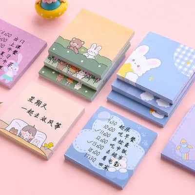 Cute Cartoon Girl Note Pad Student Creative Can Tear and Convenient Paste Mark Hand Account Material Custom Memo Pad