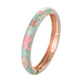 Daili Cloisonne Bracelet Floral Bangles Bracelet Zinc Alloy Lotus Bangles Colorful Mint Green Pink Flowers Bangles for Girls