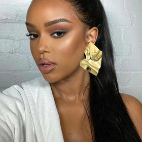 Wholesale African Gold Metal Alloy Irregular Folds Geometric Square Stud Earrings Women Big Statement Earring Jewelry