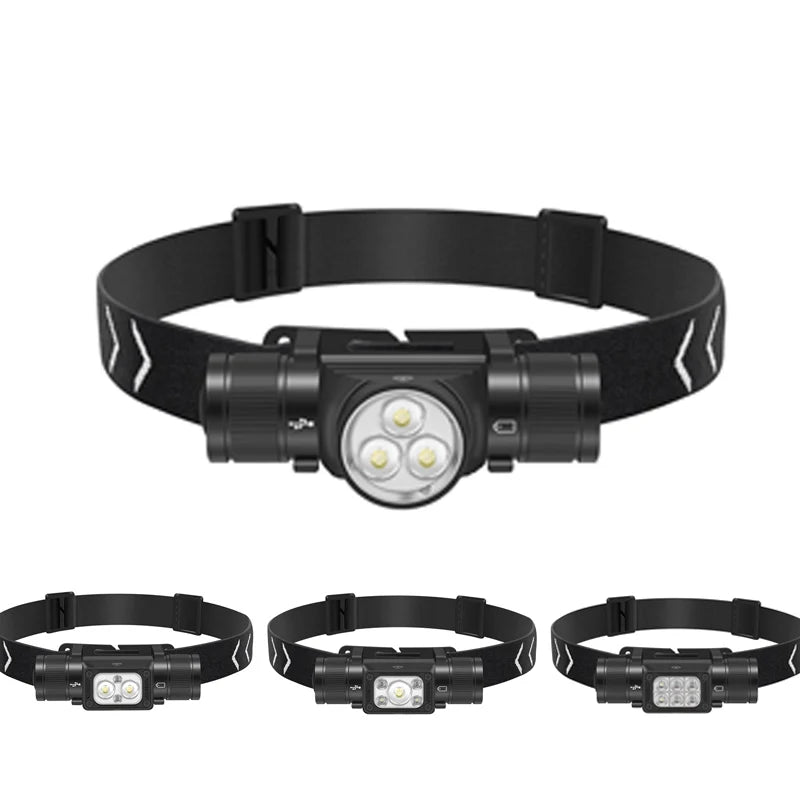 Boruit HP330 Rechargeable LED Headlamp Waterproof Fishing Headlight USB-C Outdoor Camping 18650 Lithium Aluminum Head Lamp Torch