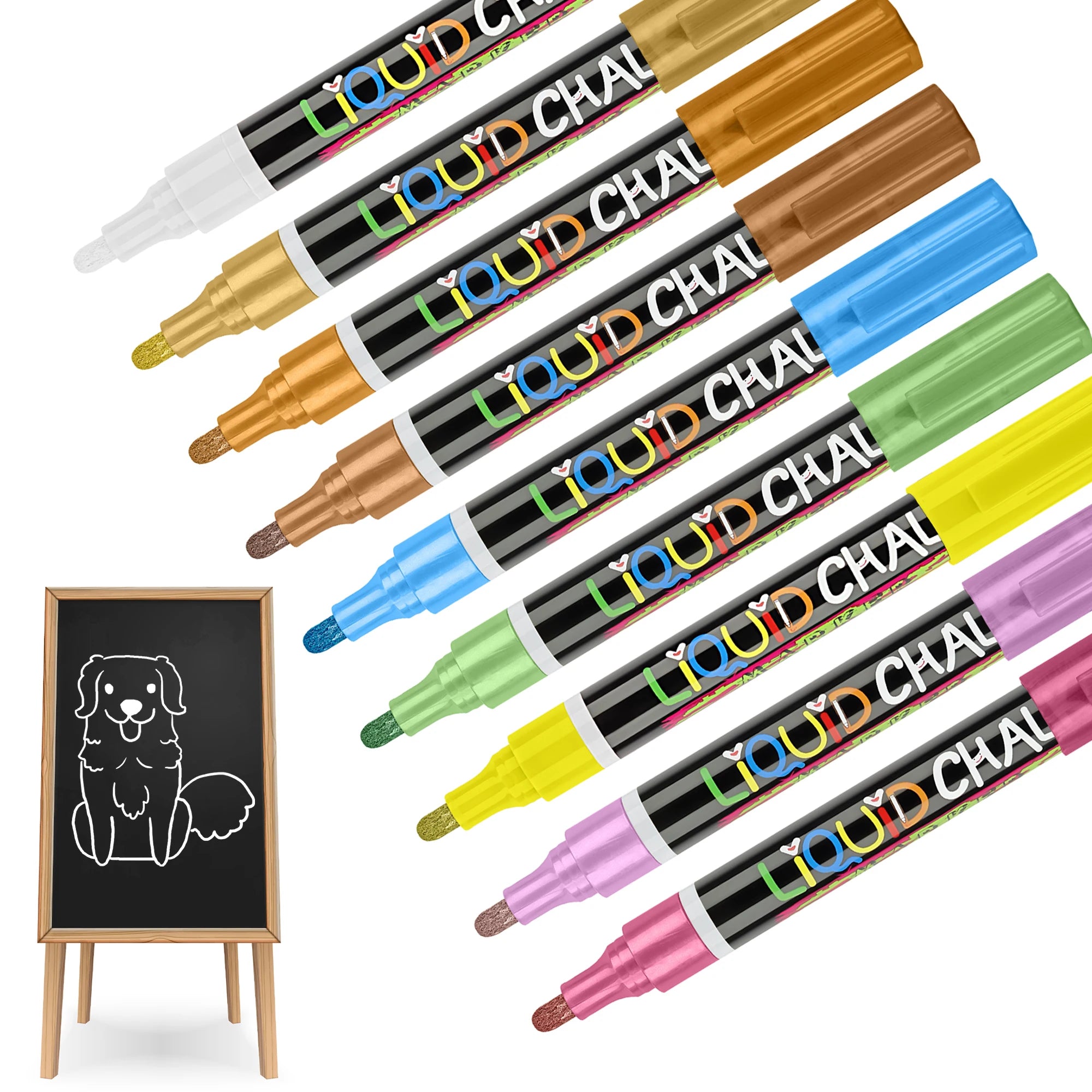 12pcs Metal Liquid Chalk Markers Dry Erase Liquid Chalk Marker Pens Erasable for ChalkboardsOfficeSchoolLED Light Board Pen