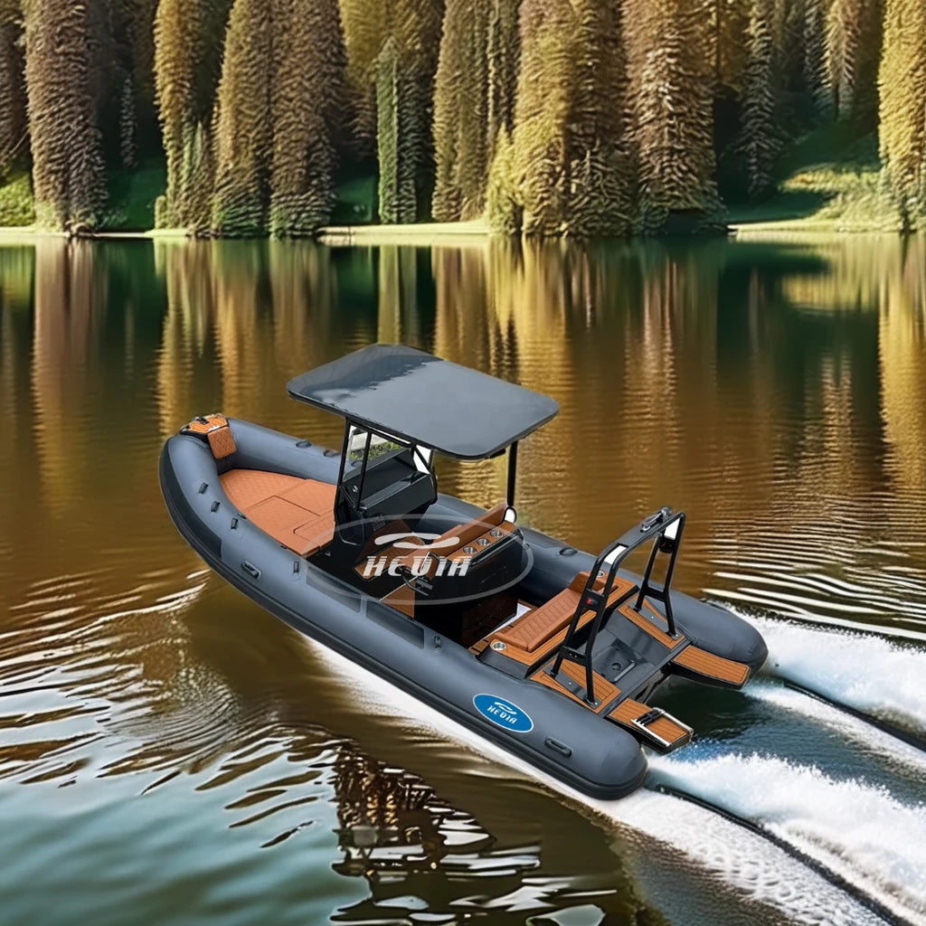 Aluminum hull 19ft 580cm luxury inflatable sport rib boat with pvc or hypalon tube for sale