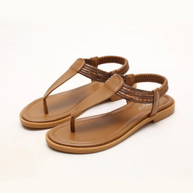 Flip Toe Sandals Women New Bohemian Ethnic Style Simple Color Matching Retro Travel Roman Shoes