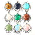 Natural Stone Moon Star Round Crystal Pendant Necklace DIY Gemstone for Jewelry Making Accessories