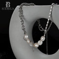 ICEBELA Jewelry Pearl Necklace Fashion Hip-hop Beaded Sweater Chain Accessories 925 Sterling Silver American Simple Natural 5mm