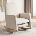 Rocking Sofa Chair with High-Back Accent Armrest Rubber Wood Legs Side Pocket and Footrest for Home Living Room Furniture