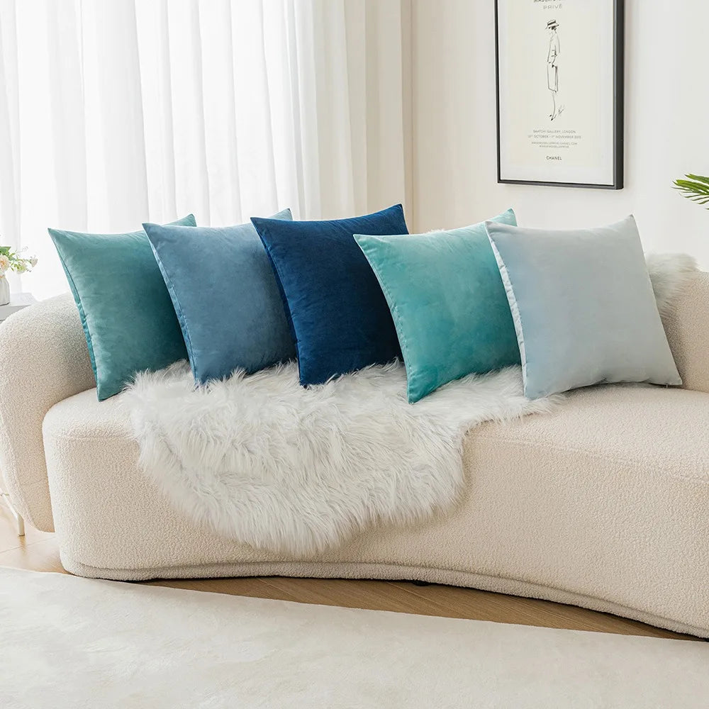Factory New Arrival Solid Color Simple Luxury Ins Nordic Square Velvet Pillow Cushion Cover for Sofa Bedroom Home Decorative