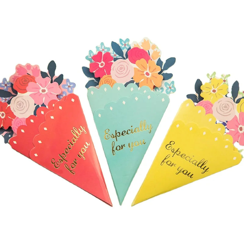 Custom Gold Stamping Valentine's Day Greeting Card Wholesaler Printing Bouquet Greeting Card