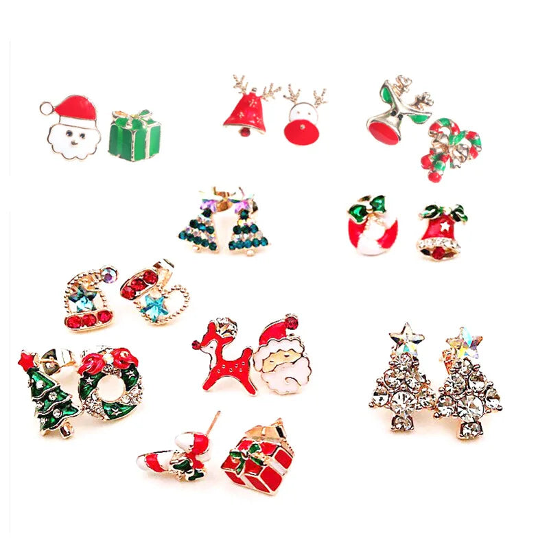 Wholesale Jewelry Fashion Jewelry Earrings Colorful Christmas Tree Snowman Gift Elk Socks Shoes Earstuds Jewelry Earrings