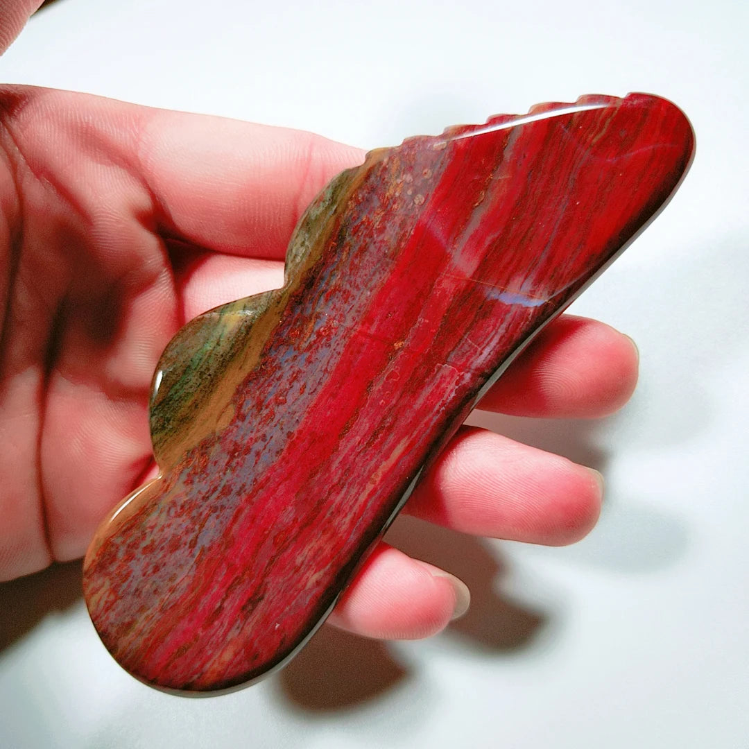 Huiying Best Selling Facial Body Beauty Care Gua Sha Board Jagged Mookaite Jasper Massage Anti Aging Jagged Wing Guastone
