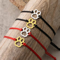 Stainless Steel Silver 18k Gold Plated Dog Cat Paw Charm Bracelet Macrame Black Cord Red String Rope Paw Charm Bracelet