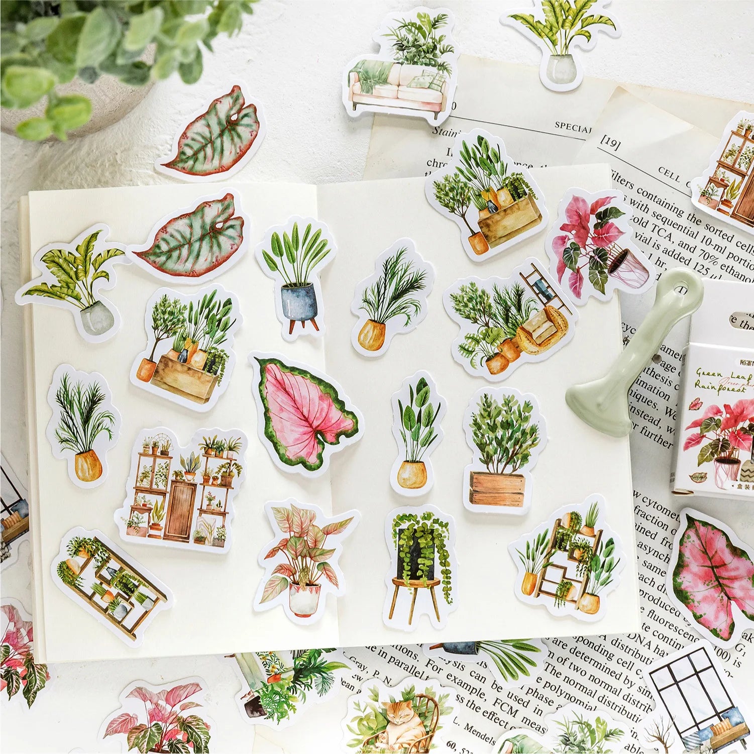 45/46 Sheets/box Boxed Stickers Girl's Floral Combination Colorful Handmade Account Decoration Base Material Stickers