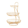 Kitchen Household Accessories Home Metal 3-Tiered Wire Creative Countertop Gold Vegetable Bowl Kitchen Storage Fruit Basket