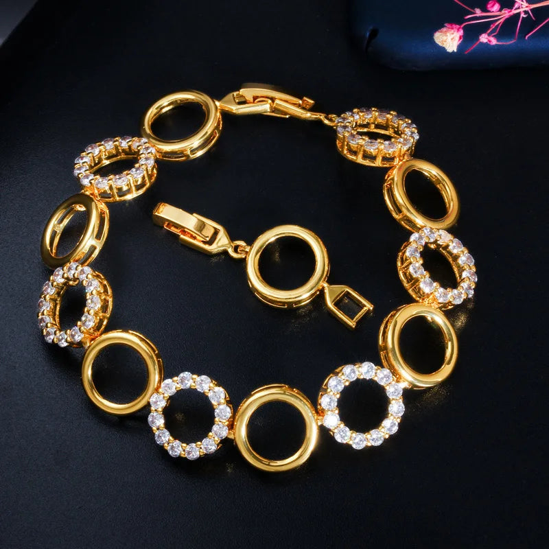 Simple Design Rhodium Plated CZ Stone Micro Paved Round Bracelet Zircon Fashion Jewelry Bracelets for Women Trending Accessories