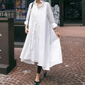 Wholesale 2025 Spring and Summer Long-sleeved Loose Plus Size Dress Fashionable Black and White Irregular Casual Dress