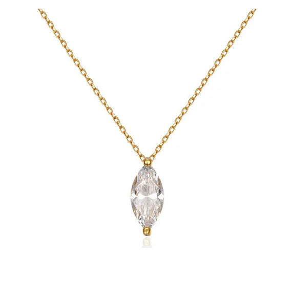 French Style 925 Sterling Silver Adjustable Marquise Cut Diamond Zircon Necklace Bling Jewelry Sliding Bead for Weddings Parties