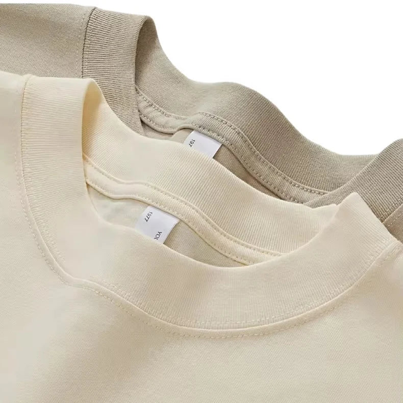 Men's 100% Cotton Short Sleeve T-Shirt 230 Grams Boxy Vintage Style Custom Logo Printed Formal & Casual Screen Washed Knitted