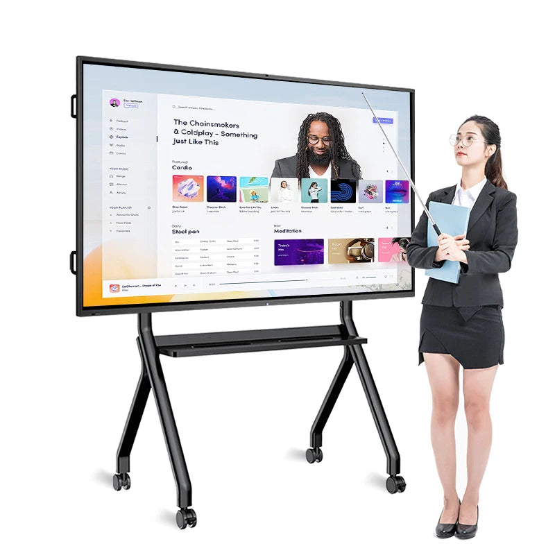 55-Inch 4K Smart Portable Interactive Electronic All-in-One Conference Machine LED Panel E-Board Android OS 75-Inch Screen Size