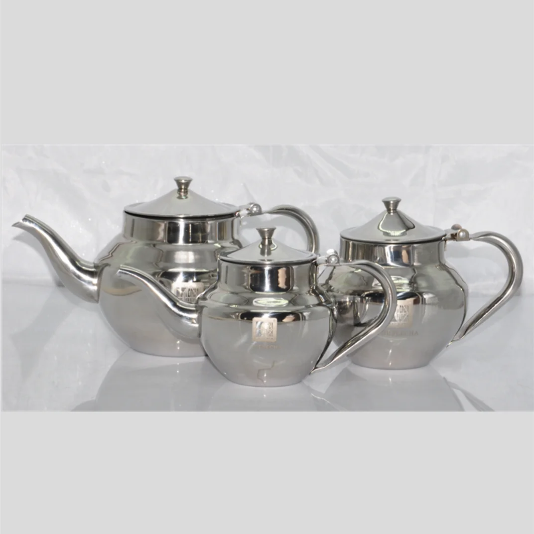 Set of 3 Arabic Pot Coffee Pot in Wholesale Price Stainless Steel Tea Pot Set