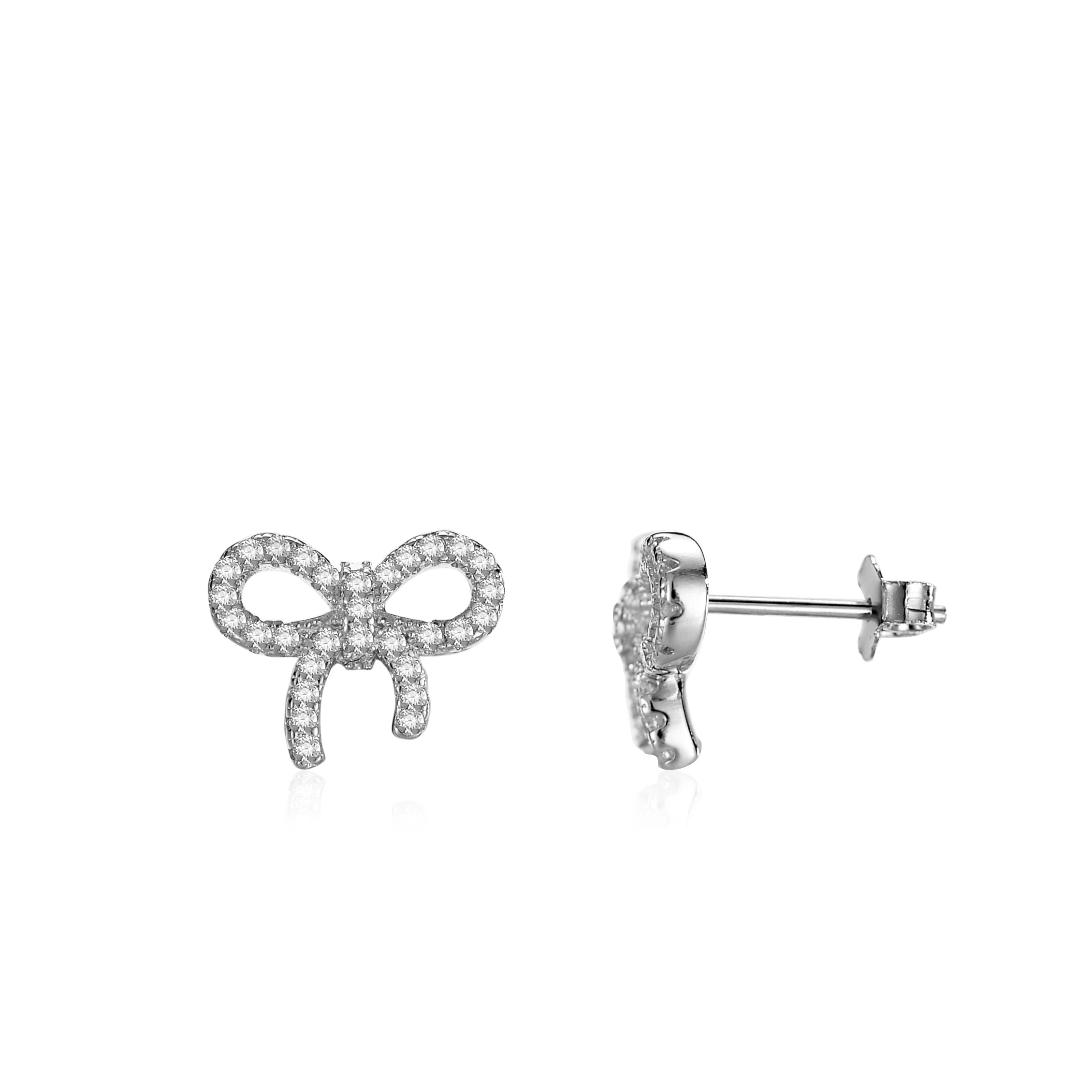 Moissanite Butterfly 925 Sterling Silver Moissanite Chic Round Cut Studs Earrings Rhodium Plated Jewelry for Women