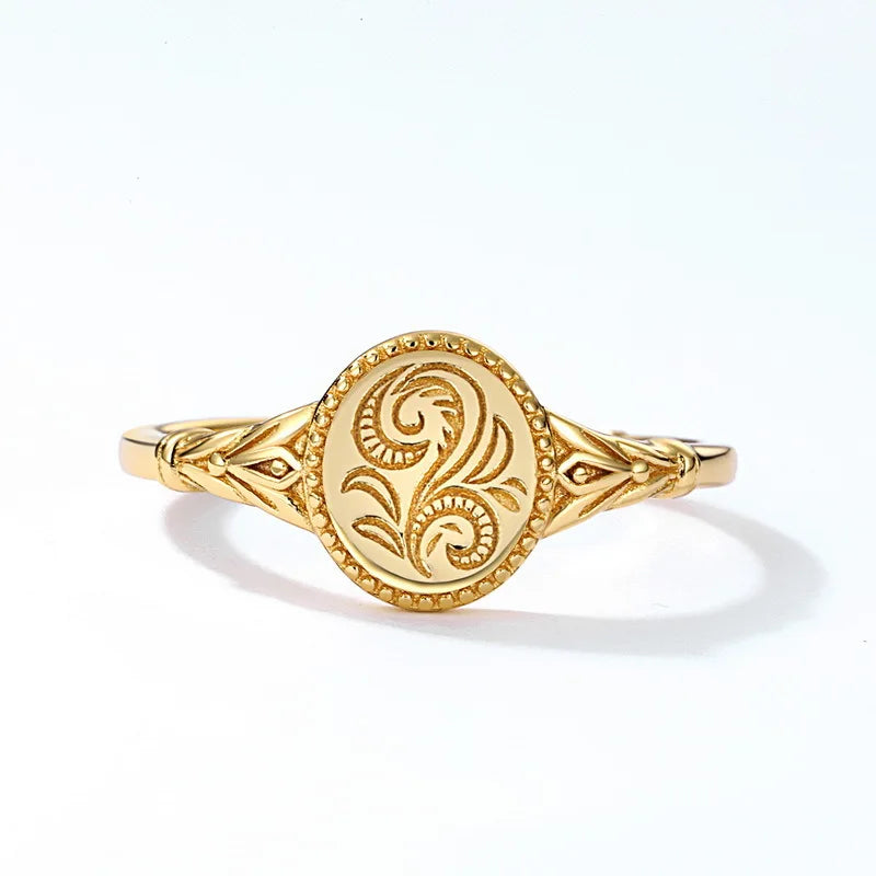 Bohemian Nature-Inspired Jewelry Vintage 9K Gold Plated 925 Sterling Silver Open Ring for Women Gift