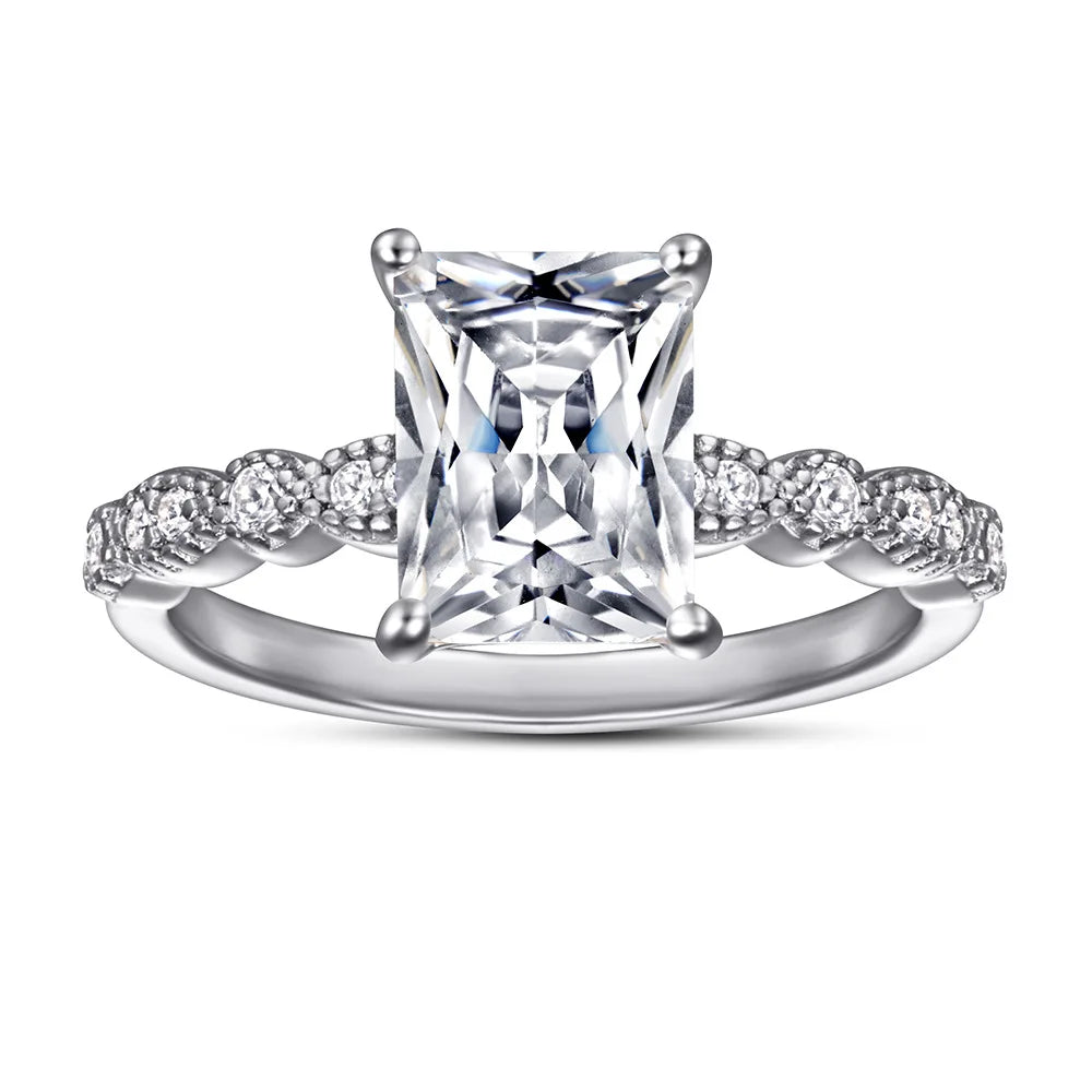 OAHLAN 2 Carat Engagement Ring 925 Sterling Silver Ring Radiant Cut Cubic Zircon Women Ring Wholesale