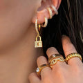 2024 Dazan New Hoop Korean Hoop Zircon Hoop 18k Gold Plated Golden Lock Earrings Wholesale Popular Fashion Brands for Party