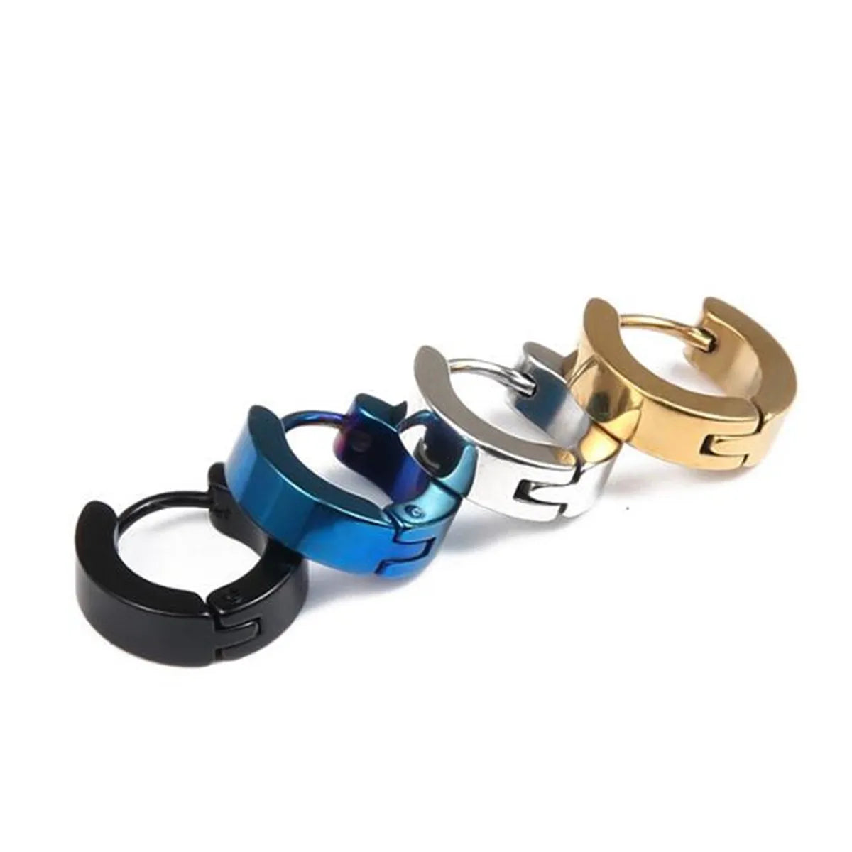 1Pair Fashion Women Men Stainless Steel Round Hoop Loop Huggie Ear Stud Earrings Punk