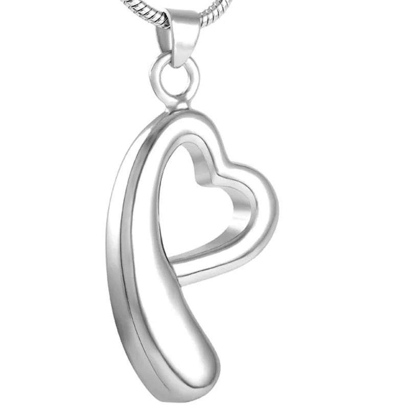 Cremation Urn Ribbon Heart Memorial Ashes Keepsake Urn Pendant Stainless Steel Ribbon Necklace Jewelry Holder Cremation Ash Urn