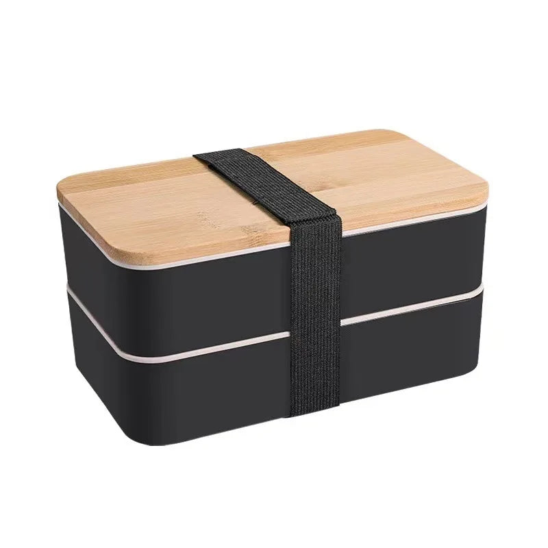 2-Layer Bento Lunch Box with Bamboo Lid for Student Food Storage & Container Eco-friendly Bamboo Lid Bento Box Lunch Boxes