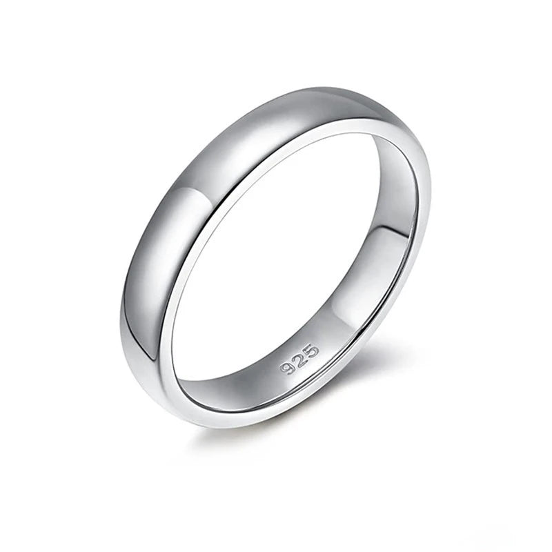 4mm Custom Fine Jewelry High Polished Unisex Band Rings S925 Sterling Silver Simple Plain Rings
