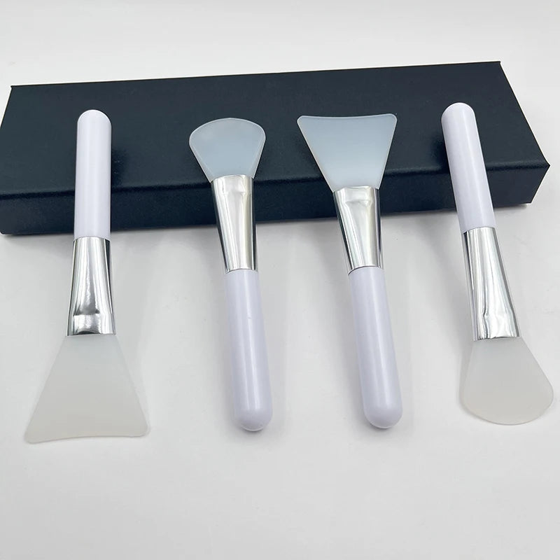 Custom Logo ABS +Silicone Material Handle Soft Silicone Head Brush Face Cream Masking Applicator Facial Care Clay Mask Brush