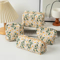 Daisy Flower Reusable Cotton Makeup Tools Bag Embroidery Portable Linen Zipper Cosmetic Skincare Storage Pouch for Protect