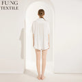 FUNG 6035  Luxury Women Pajamas Set  2024 Newest Short Sleeve Satin Pajama Set  Oversize Sleepwear With Pocket Fashion