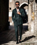 New Arrival Dark Green Tailored Made Business Suits Double Breasted Prom Party Men Suits Wedding Tuxedos Outfit (Jacket+Pants)