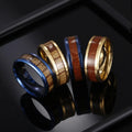 Trend Classy Stainless Steel Wood Inlay Ring Jewelry Finger Rings