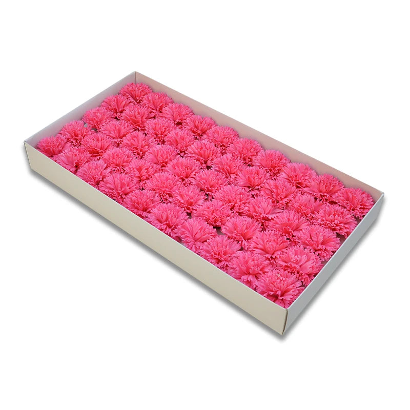 Hot Sale Mother's Day Decoration Purple Carnation Soap Flower Heads Artificial Bouquets Gift Box Flowers