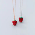 925 Sterling Silver Red Zircon Strawberry Fruit Pendant Necklaces for  Women Wholesale Jewelry