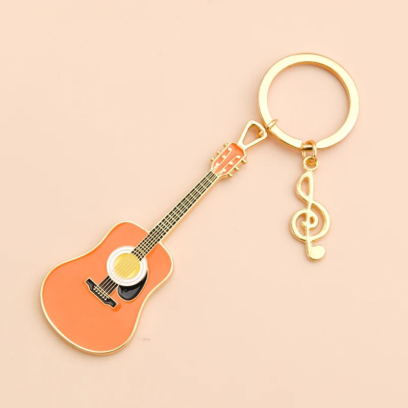 Wholesale Treble Clef Musical Note Keychain Creativity Bag Hanging Guitar Key Chain Key Ring