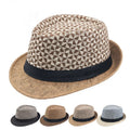 Unisex Summer Straw Hat Men Women Outdoor Beach Sunshade Plain Pattern Panama Style Cowboy Image Paper Weave Visor for Adults