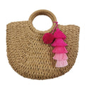 Handmade Customizable Promotional Tote Bag Beach Straw Basket with Pompom Tassel for Marketing and Branding
