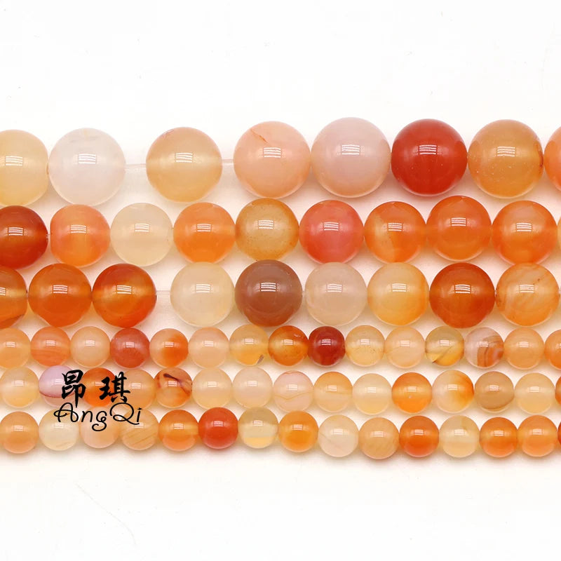Wholesale 4-12mm Round Natural Red Agate Gemstone Beads Smooth Loose Red Carnelian