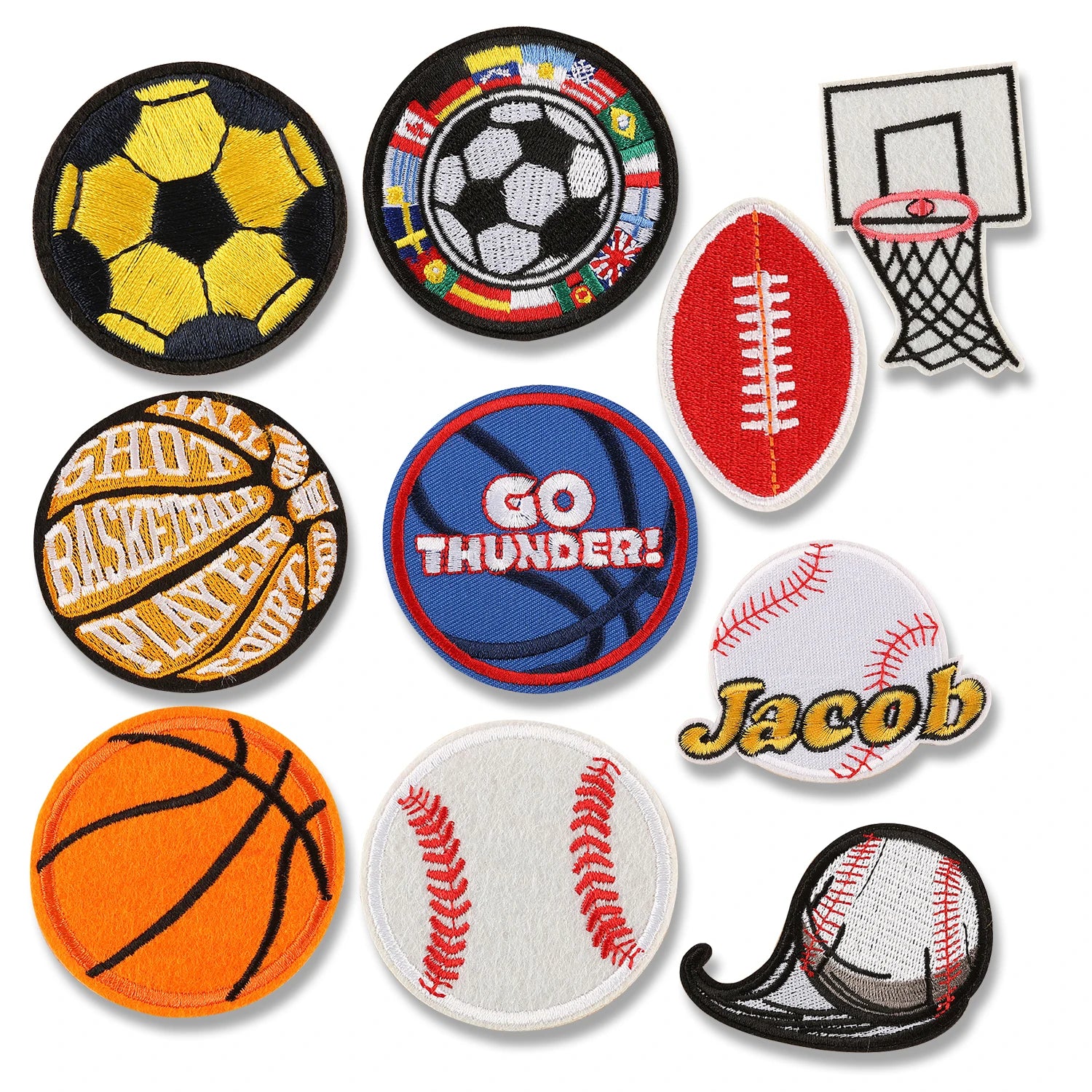 Iron on Embroidery Appliques Baseball Football Basketball Patches Sports Theme Set for Boys