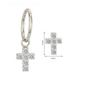 Titanium CZ Cross Dangle Hinged Segment Ring Hoop Earrings Fashion Body Jewelry for Children Orthodox Main Stone Zircon
