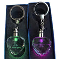 Crystal 3D Laser Engraved LED Quartz Crystal Keychain-Portable Promotion Gift